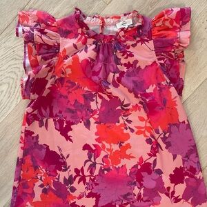 entro womens Floral Flutter Sleeve Blouse in Pink & Fuchsia
